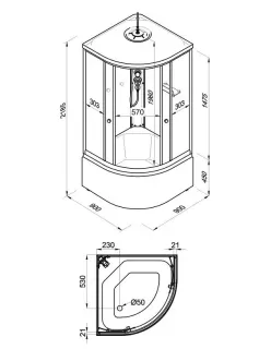 Душевая кабина Triton Лайт Щ0000061838 90x90 см профиль белый стекло с узором